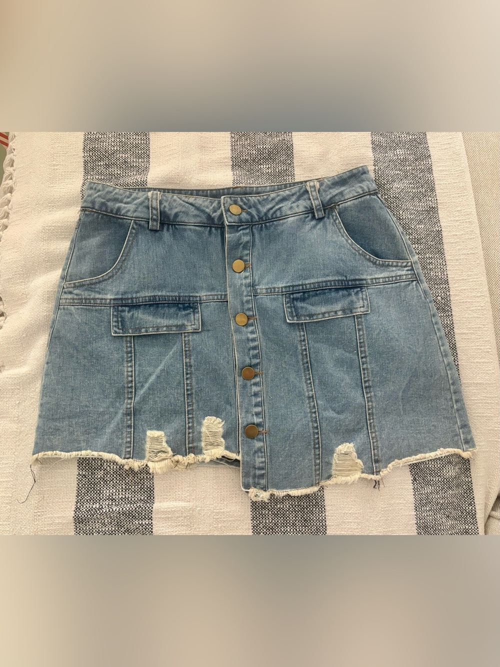 RAGA x Mixology Distressed Denim Skort with Front Buttons - NWOT